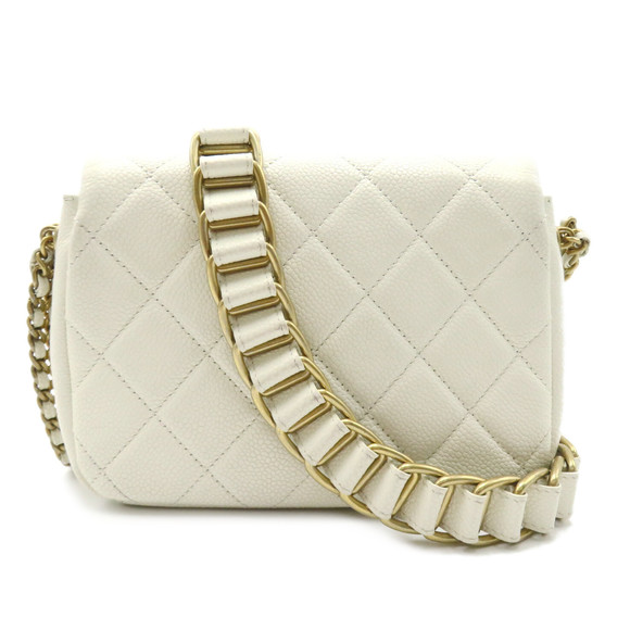 Chanel Handbags - Chanel Bag Skin Chain Matelasse Series White Shoulder Caviar